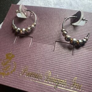 Silver Hoop Earrings with Beaded Design vintage premier designs